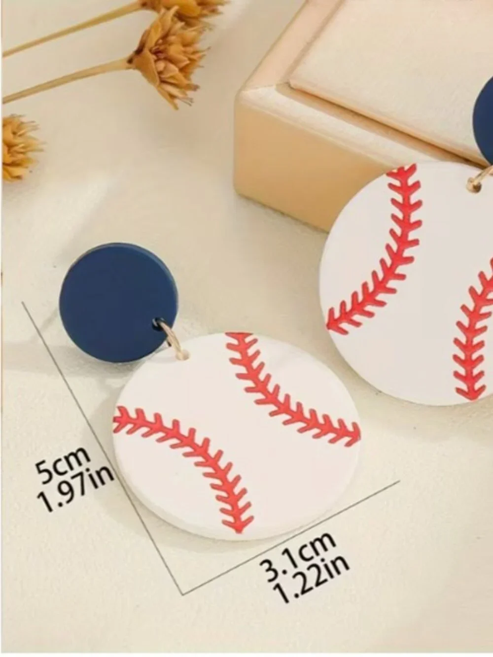 Red, White & Blue Baseball Statement Dangle Earrings (NEW & PRETTY!)